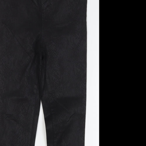 TU Womens Black Animal Print Cotton Skinny Jeans Size 12 L28 in Regular Button - Snake Skin