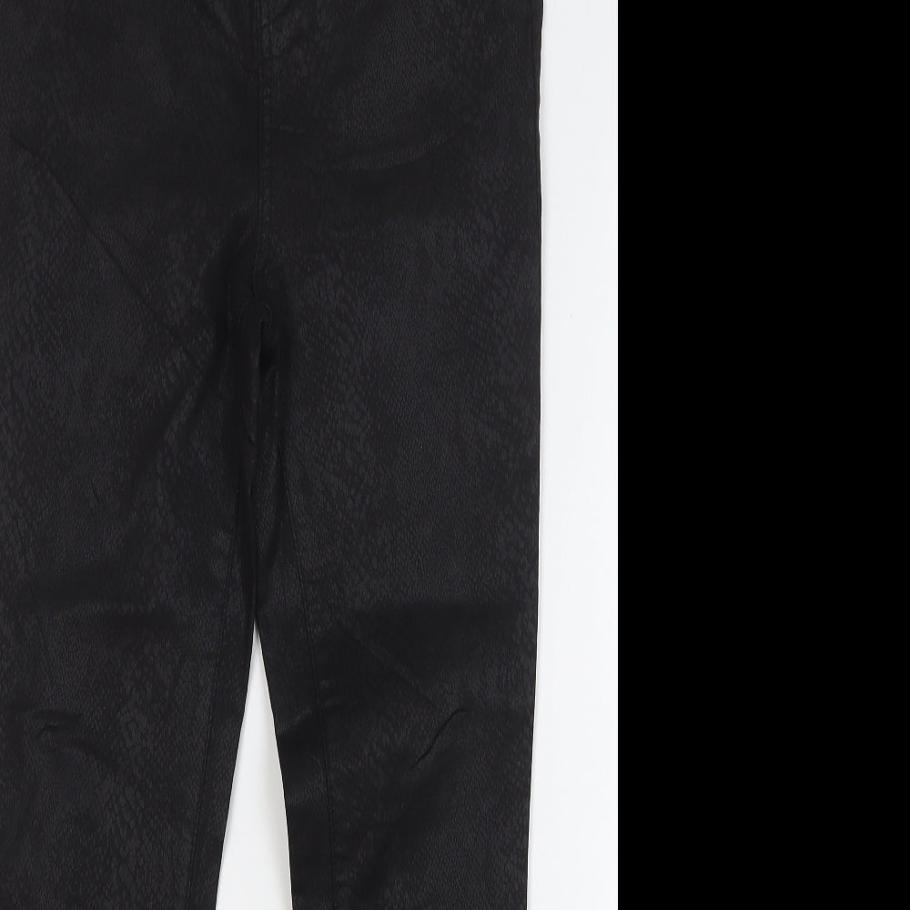 TU Womens Black Animal Print Cotton Skinny Jeans Size 12 L28 in Regular Button - Snake Skin