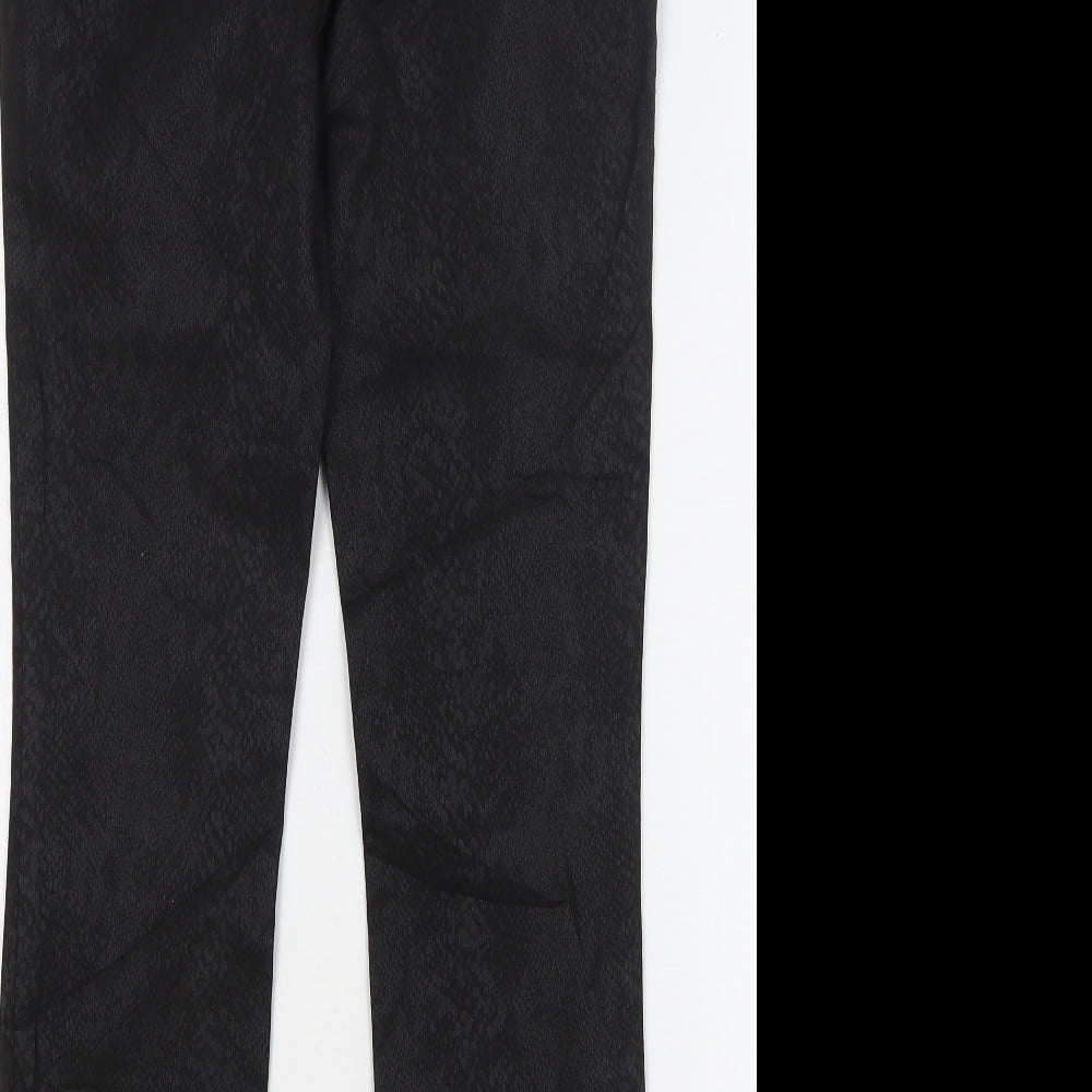 TU Womens Black Animal Print Cotton Skinny Jeans Size 12 L28 in Regular Button - Snake Skin