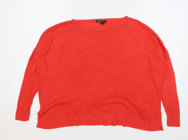 Mango Womens Red Round Neck Polyester Pullover Jumper Size M
