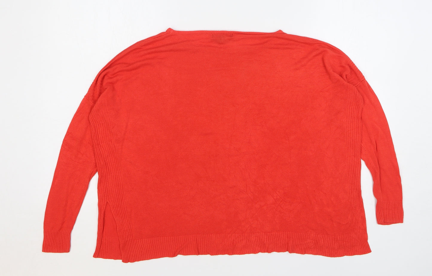 Mango Womens Red Round Neck Polyester Pullover Jumper Size M