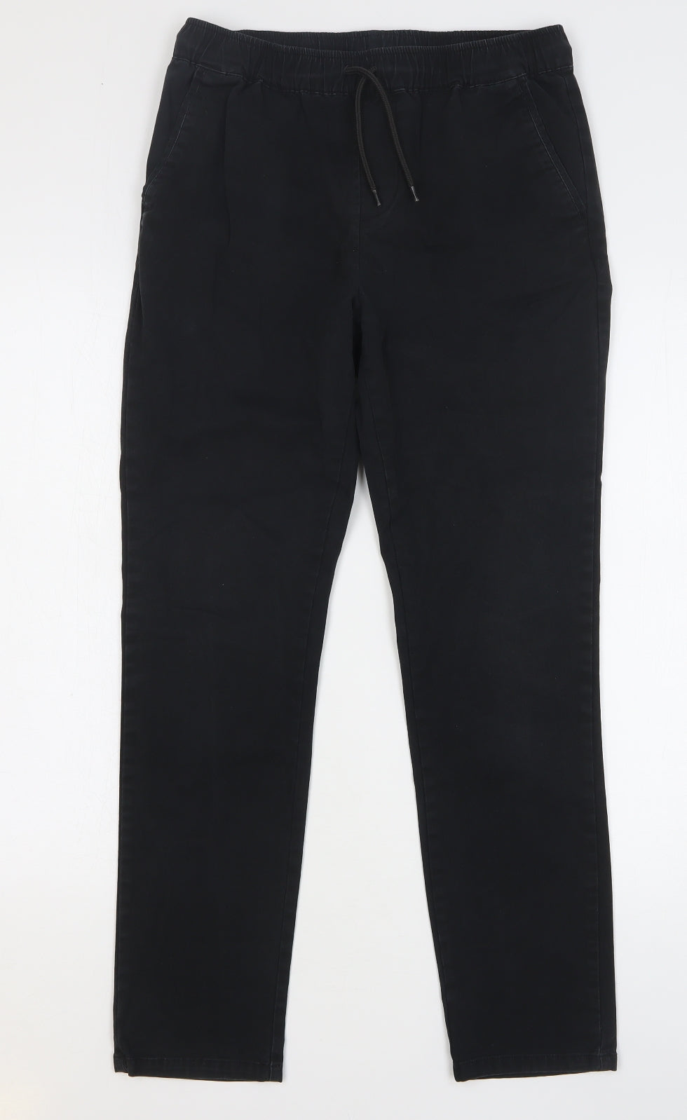 ASOS Mens Black Cotton Trousers Size 30 in L28 in Regular Drawstring