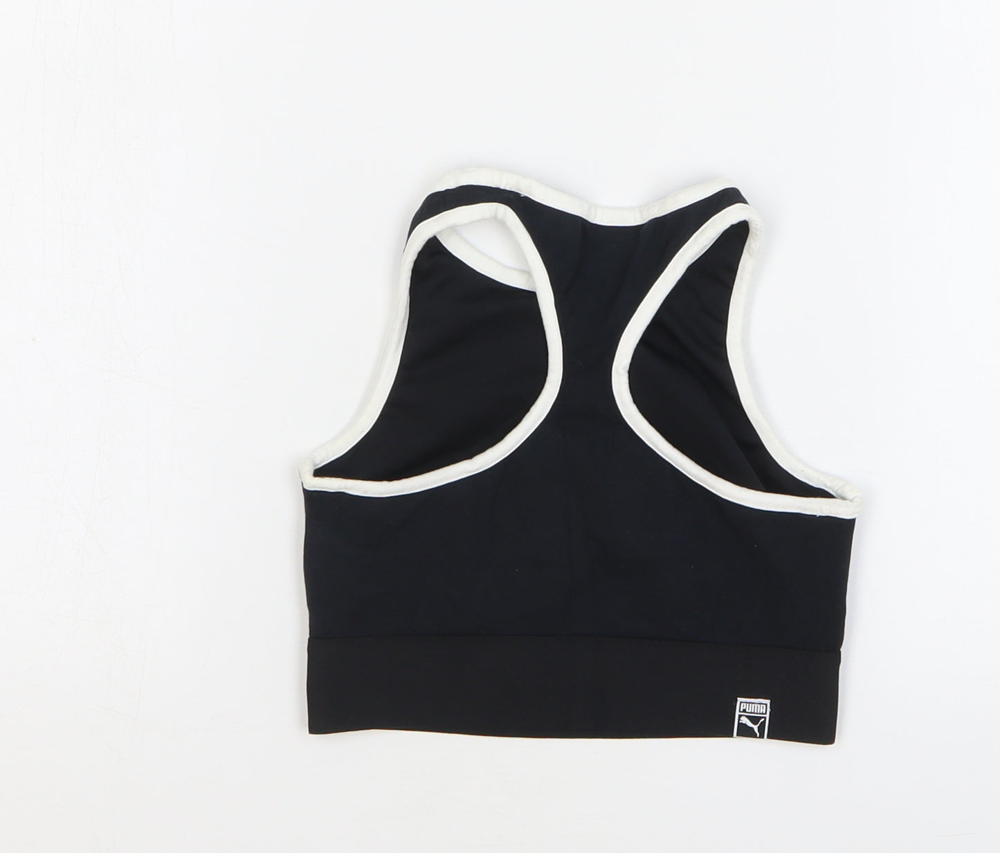PUMA Girls Black Cotton Cropped Tank Size 6 Years Round Neck Pullover