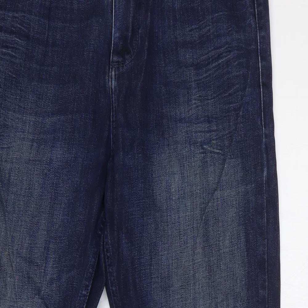 Burton Mens Blue Cotton Bootcut Jeans Size 32 L32 in Regular Button