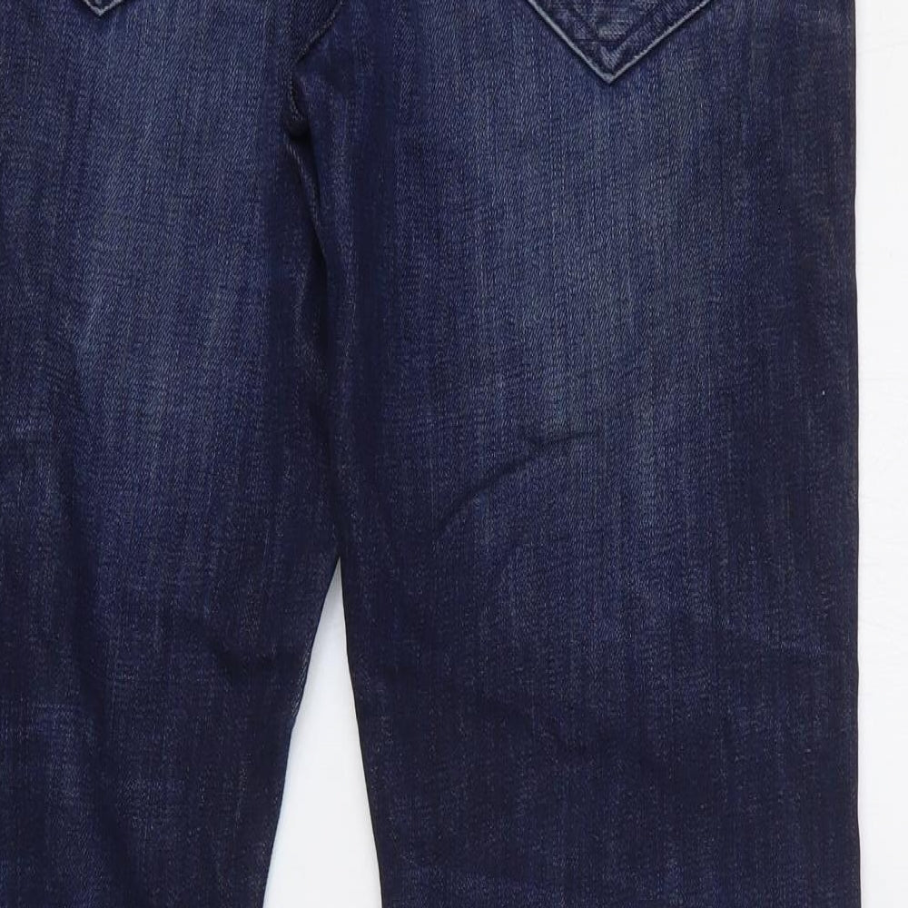 Burton Mens Blue Cotton Bootcut Jeans Size 32 L32 in Regular Button