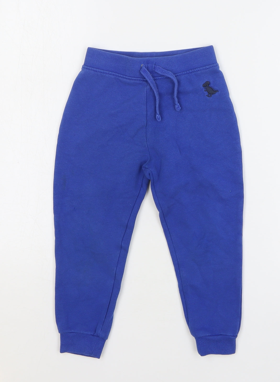 F&F Boys Blue Cotton Sweatpants Trousers Size 2-3 Years Regular Drawstring