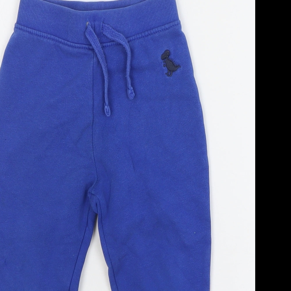 F&F Boys Blue Cotton Sweatpants Trousers Size 2-3 Years Regular Drawstring
