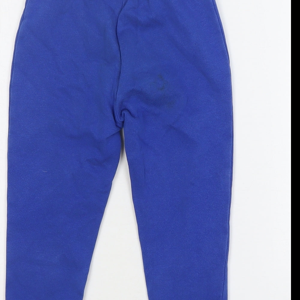 F&F Boys Blue Cotton Sweatpants Trousers Size 2-3 Years Regular Drawstring