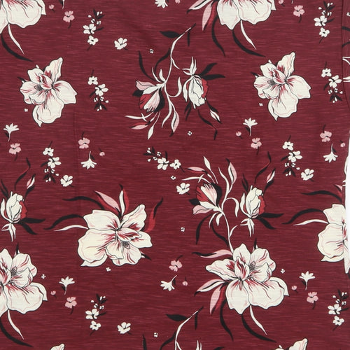 Part Two Womens Red Floral Cotton Basic Blouse Size XS V-Neck