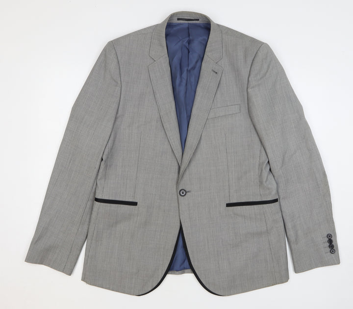 Topman Mens Grey Geometric Wool Jacket Blazer Size 42