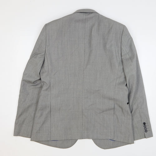 Topman Mens Grey Geometric Wool Jacket Blazer Size 42
