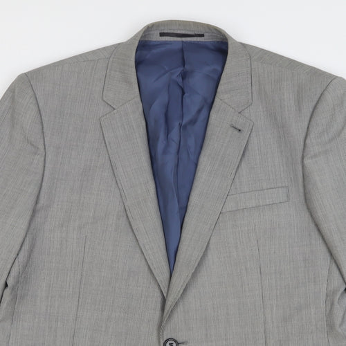 Topman Mens Grey Geometric Wool Jacket Blazer Size 42