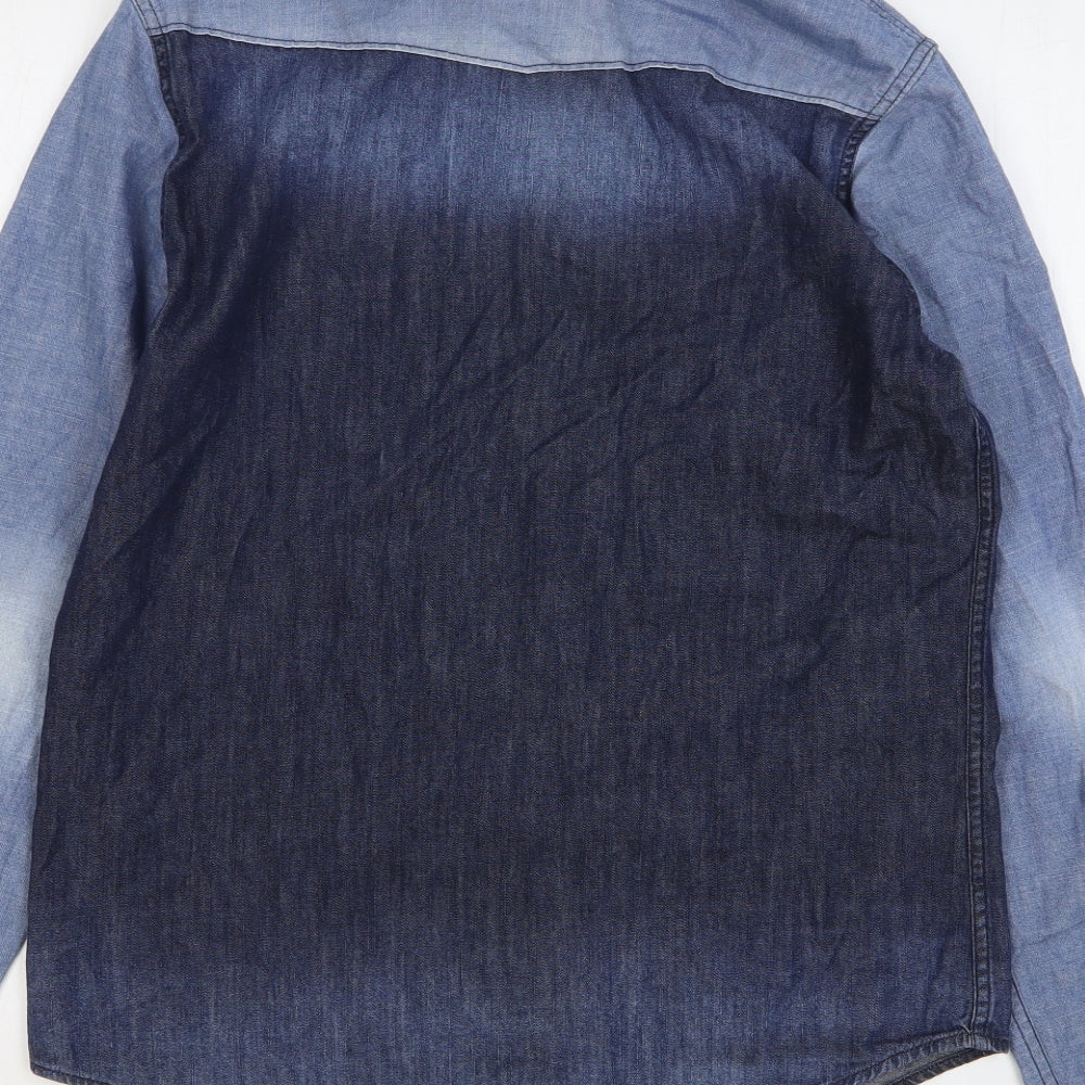 Levi's Mens Blue Cotton Button-Up Size M Collared Snap