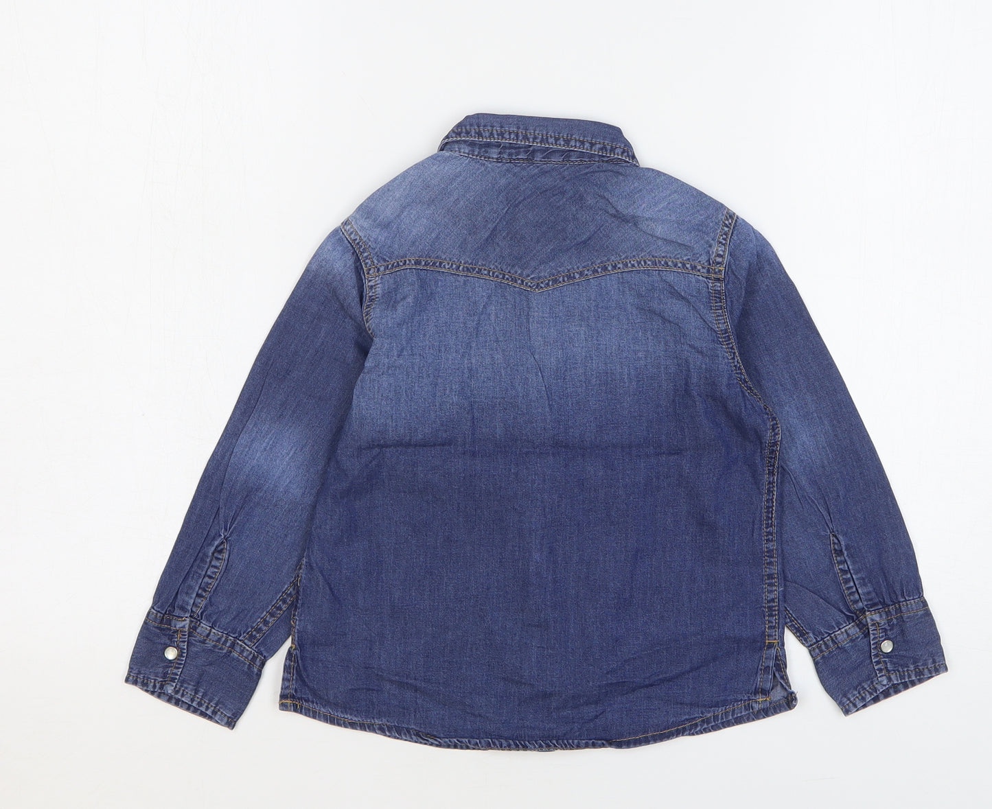 NEXT Girls Blue Cotton Basic Button-Up Size 5 Years Collared Snap