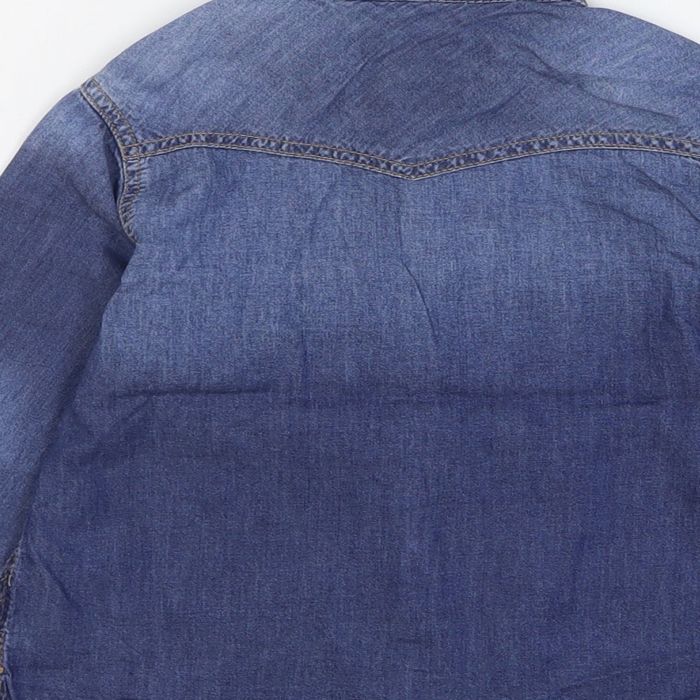 NEXT Girls Blue Cotton Basic Button-Up Size 5 Years Collared Snap