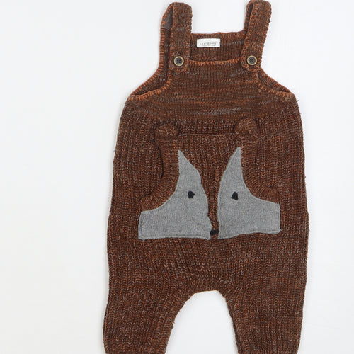 NEXT Boys Brown Acrylic Dungaree One-Piece Size 3-6 Months Snap