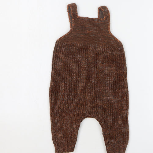 NEXT Boys Brown Acrylic Dungaree One-Piece Size 3-6 Months Snap