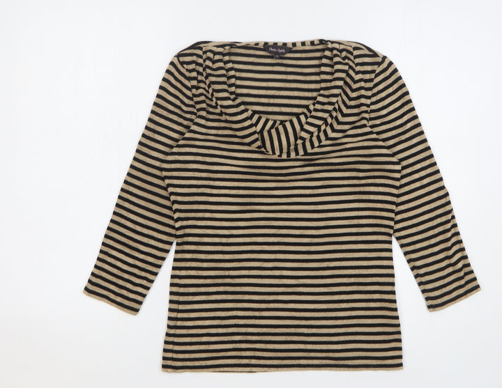 Phase Eight Womens Beige Cowl Neck Striped Viscose Pullover Jumper Size 12