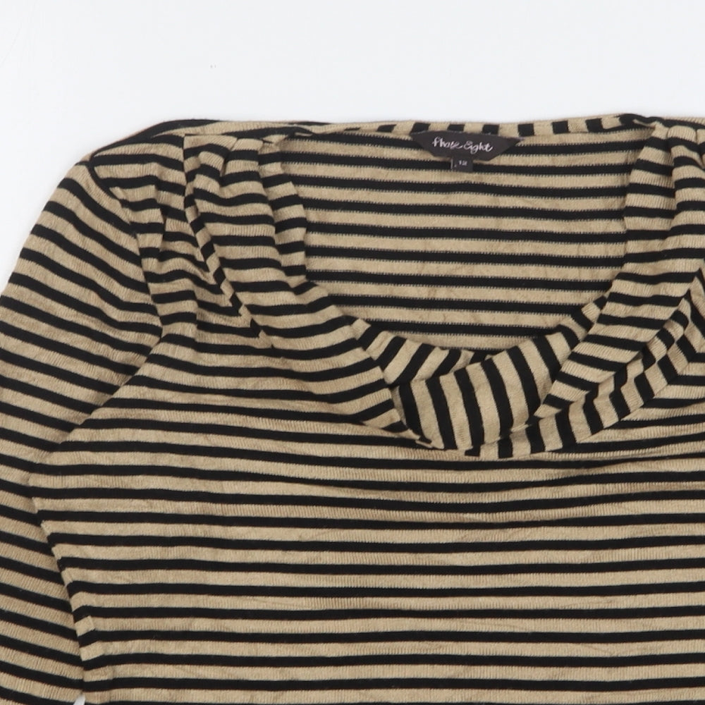 Phase Eight Womens Beige Cowl Neck Striped Viscose Pullover Jumper Size 12