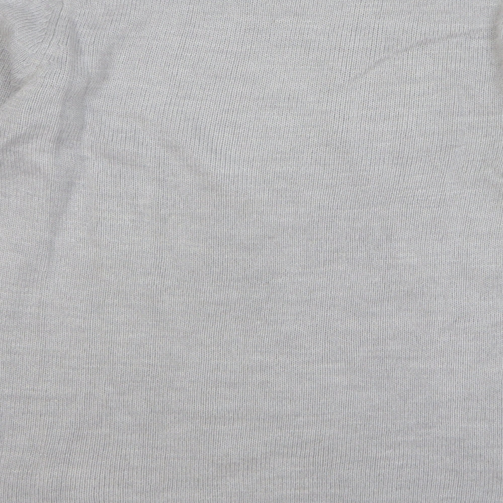 Marks and Spencer Womens Grey Round Neck Floral Acrylic Pullover Jumper Size 12