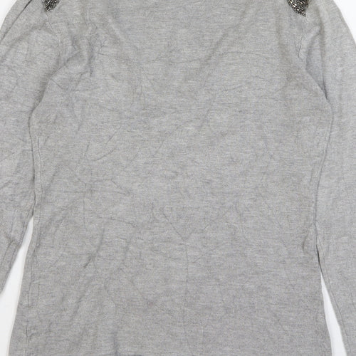 D.D. Style Womens Grey V-Neck Viscose Pullover Jumper Size L