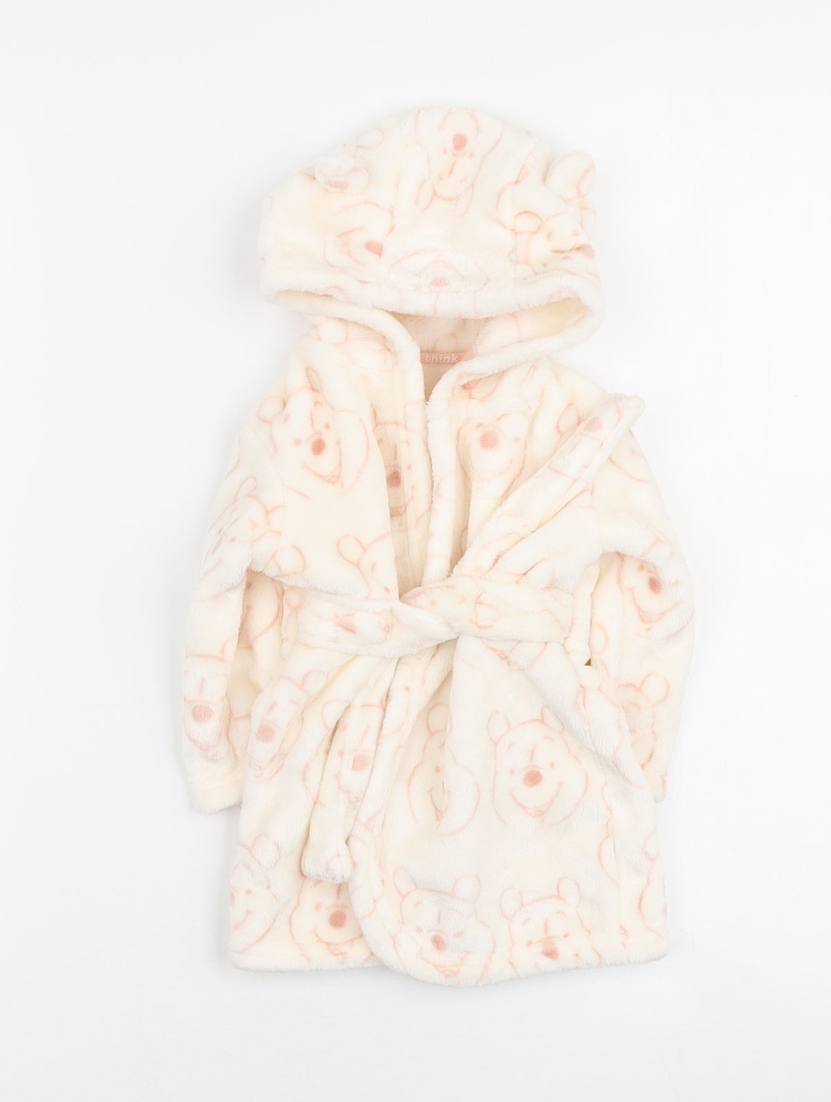 George Girls Ivory Solid Polyester Robe Size 3-6 Months - Winnie the pooh