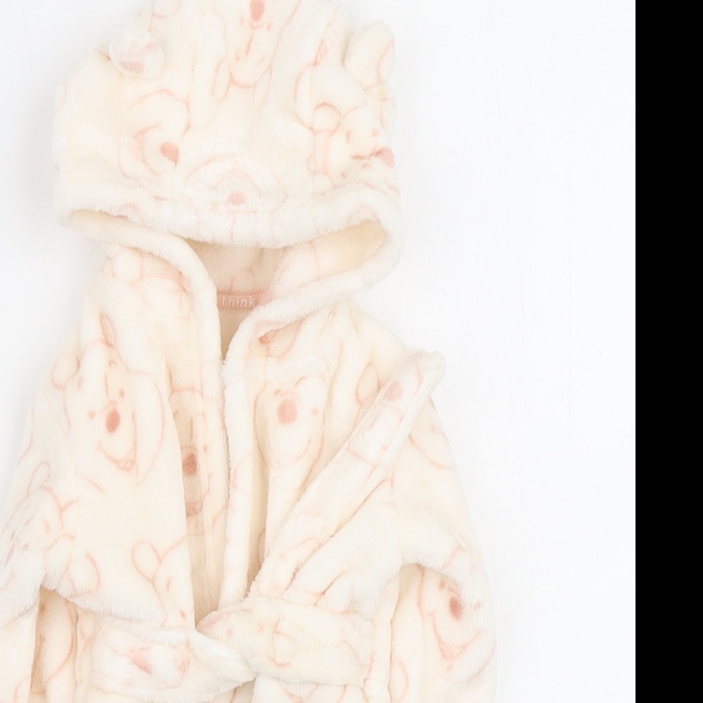 George Girls Ivory Solid Polyester Robe Size 3-6 Months - Winnie the pooh