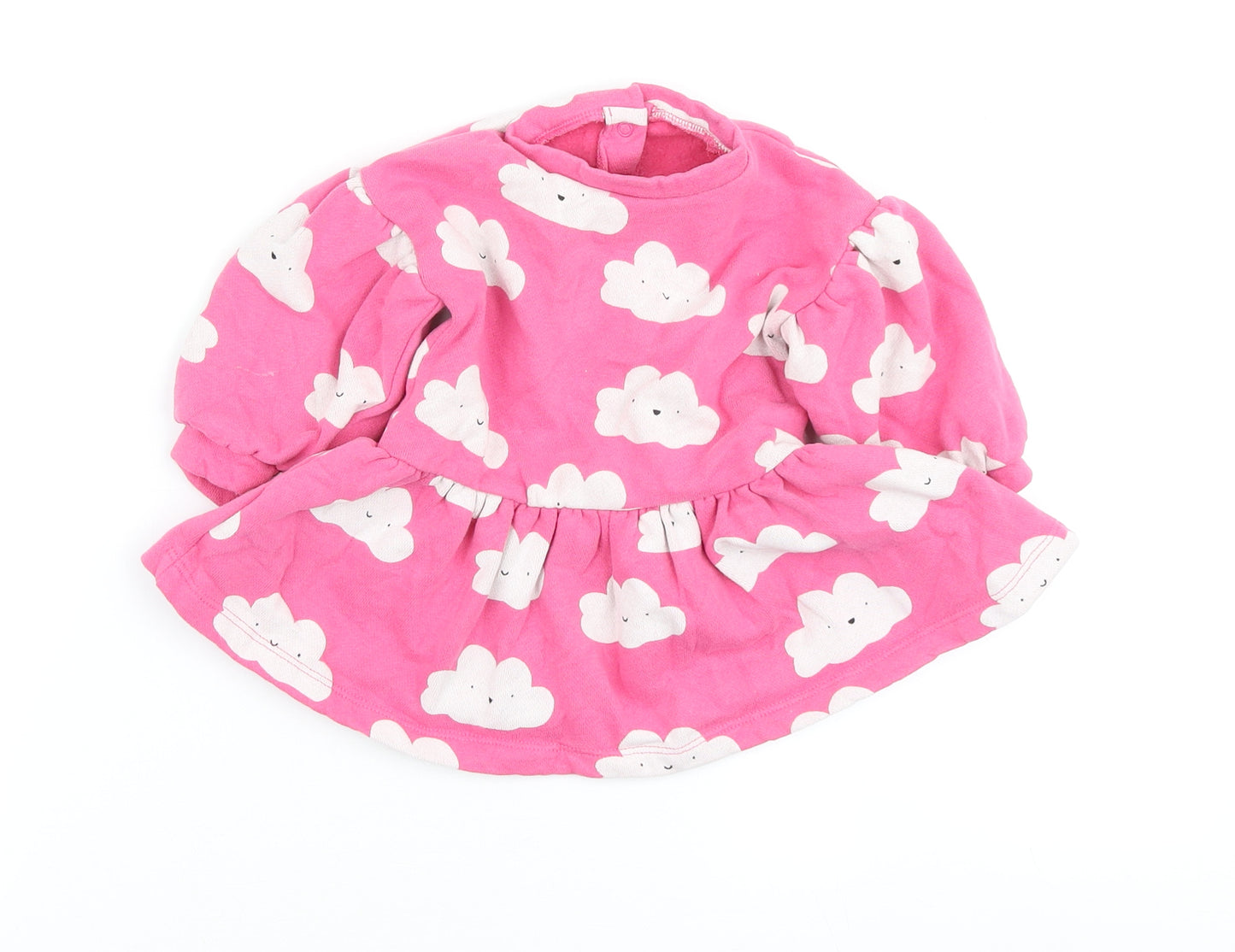 NEXT Girls Pink Cotton A-Line Size 6-9 Months Cowl Neck - Cloud