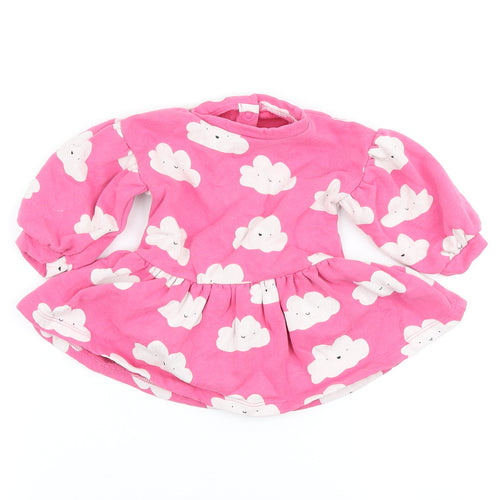 NEXT Girls Pink Cotton A-Line Size 6-9 Months Cowl Neck - Cloud