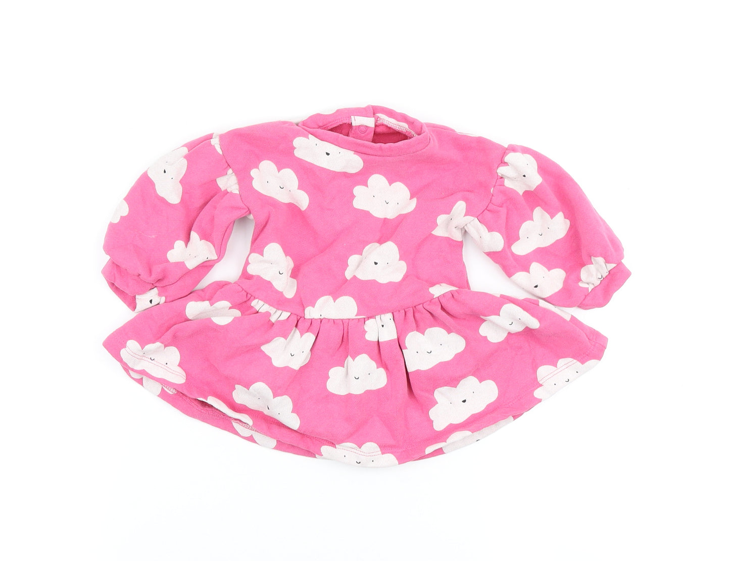 NEXT Girls Pink Cotton A-Line Size 6-9 Months Cowl Neck - Cloud
