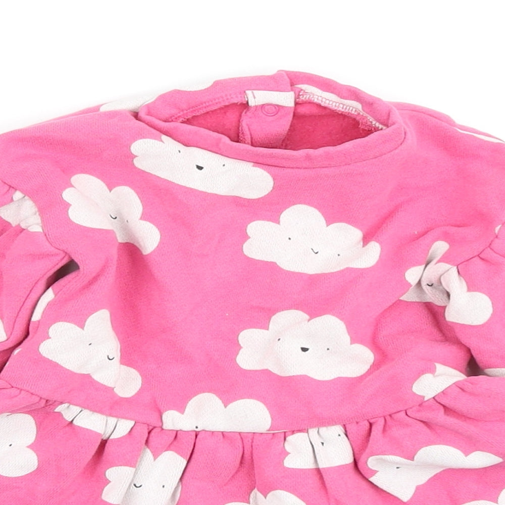 NEXT Girls Pink Cotton A-Line Size 6-9 Months Cowl Neck - Cloud