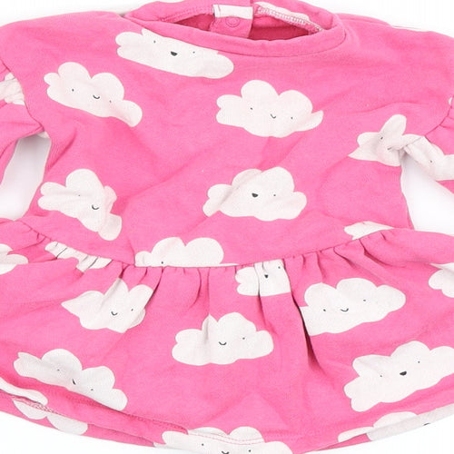 NEXT Girls Pink Cotton A-Line Size 6-9 Months Cowl Neck - Cloud