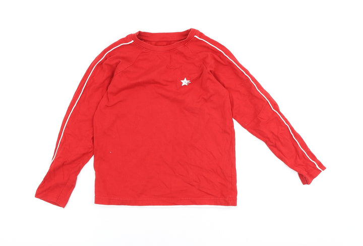 Dunnes Stores Boys Red Cotton Basic T-Shirt Size 7-8 Years Roll Neck