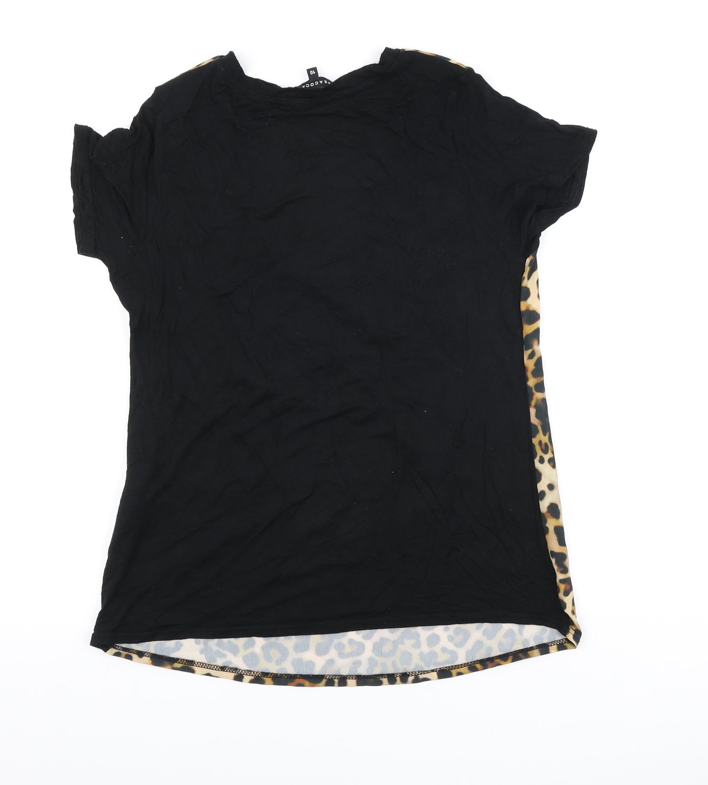 Peacocks Womens Multicoloured Animal Print Polyester Basic T-Shirt Size 10 Round Neck