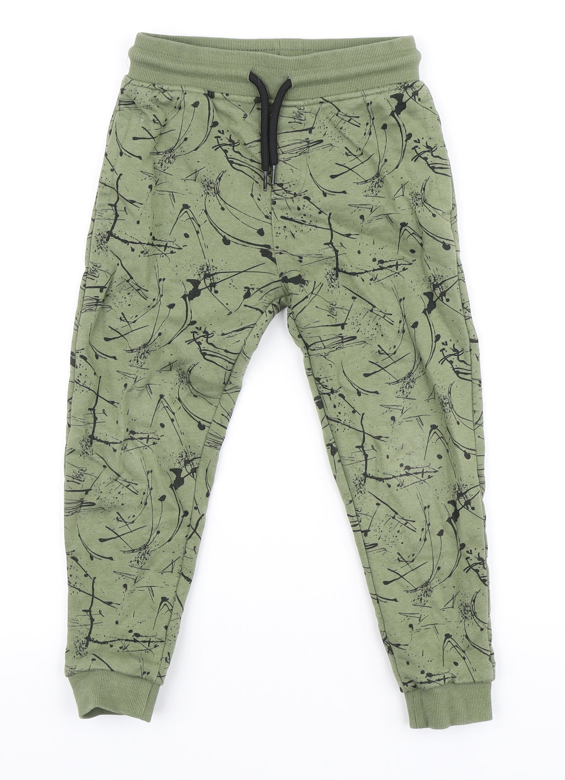 George Boys Green Geometric Cotton Jogger Trousers Size 6-7 Years Regular Tie