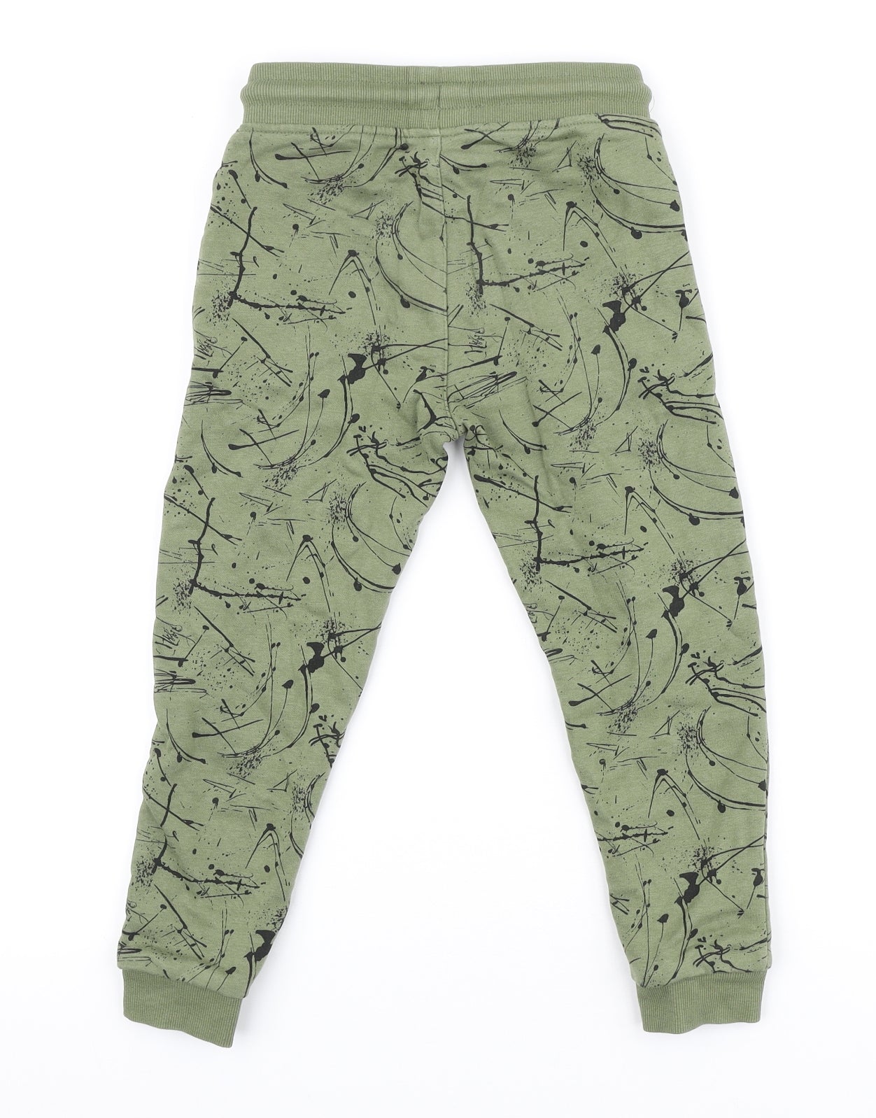 George Boys Green Geometric Cotton Jogger Trousers Size 6-7 Years Regular Tie