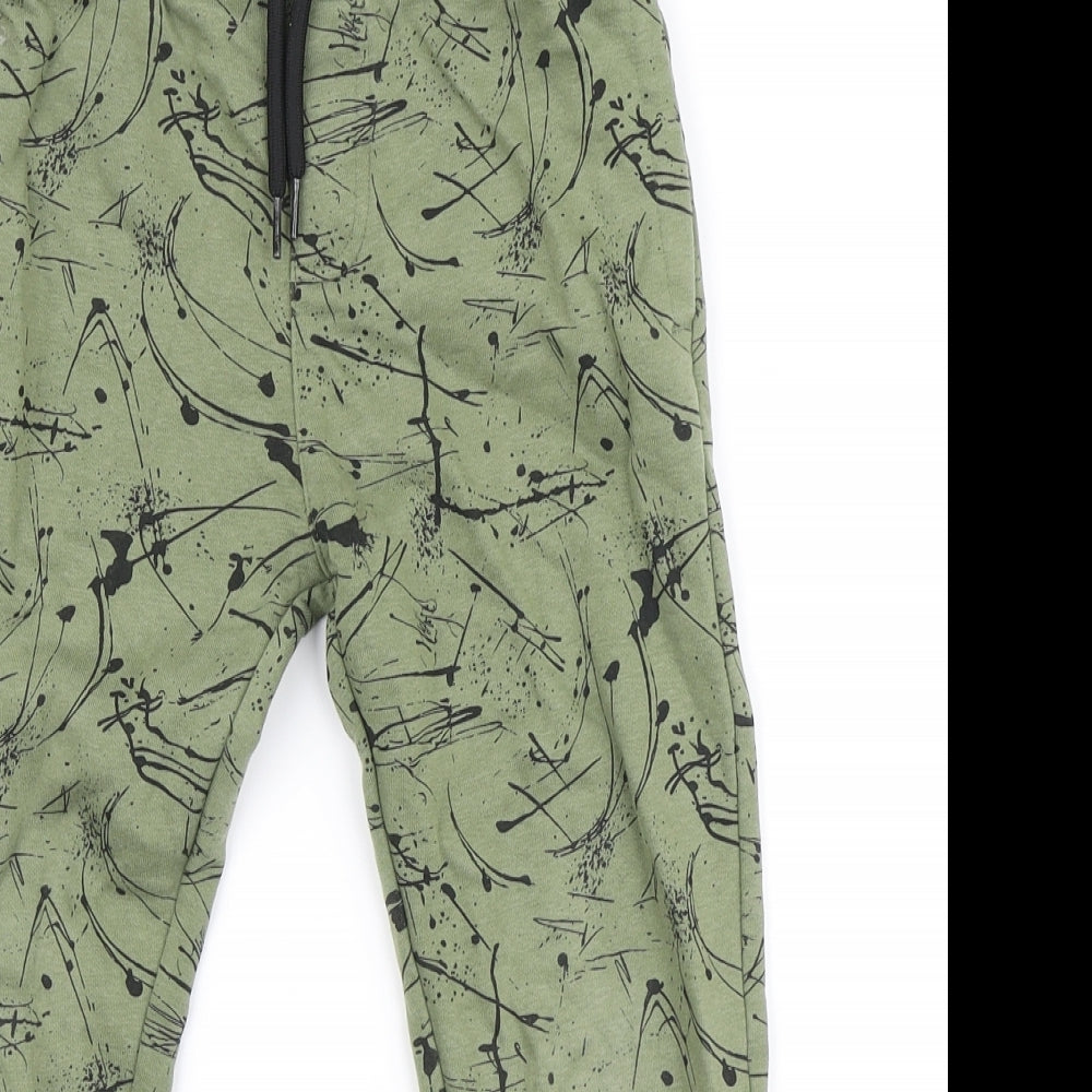 George Boys Green Geometric Cotton Jogger Trousers Size 6-7 Years Regular Tie