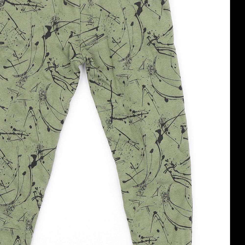 George Boys Green Geometric Cotton Jogger Trousers Size 6-7 Years Regular Tie