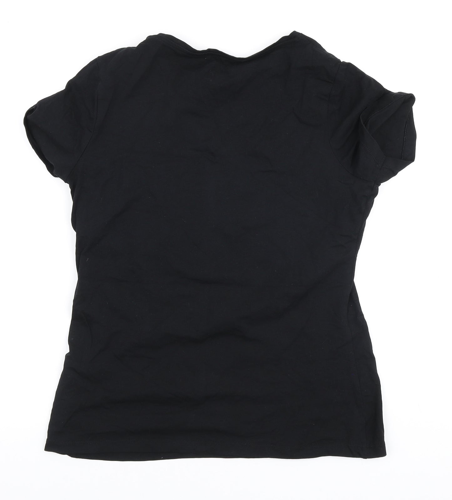 Dunnes Stores Womens Black Cotton Basic T-Shirt Size M Round Neck - 50 party crew