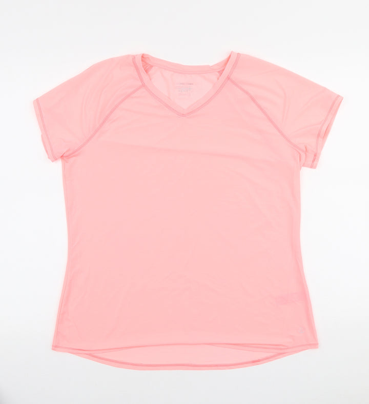 Dunnes Stores Womens Pink Polyester Basic T-Shirt Size 14 Round Neck