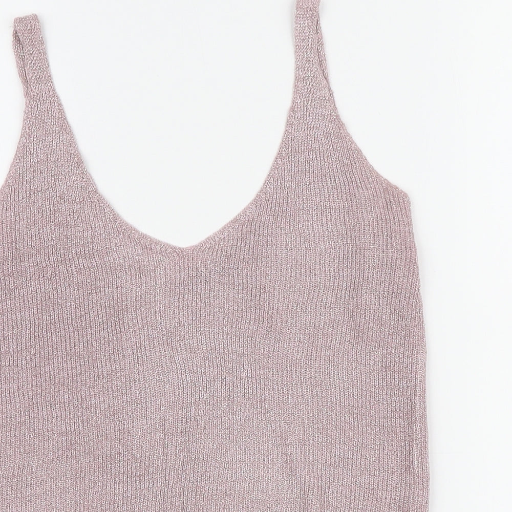 Mango Womens Pink Polyester Camisole Tank Size 10 Scoop Neck