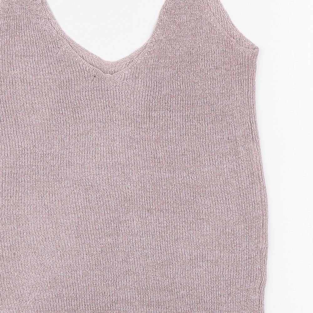 Mango Womens Pink Polyester Camisole Tank Size 10 Scoop Neck