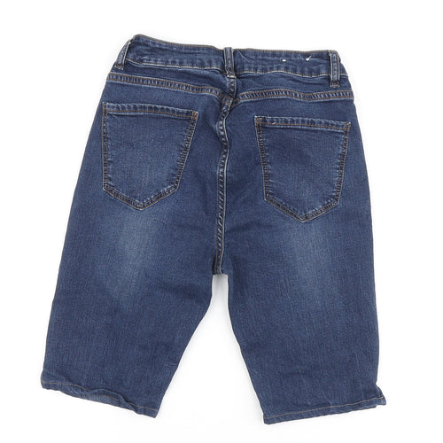 New Look Womens Blue Cotton Bermuda Shorts Size 10 L8 in Slim Zip