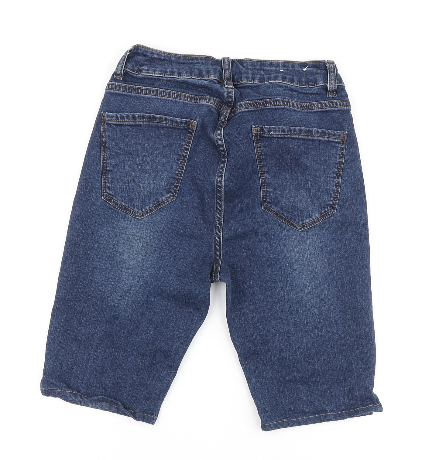 New Look Womens Blue Cotton Bermuda Shorts Size 10 L8 in Slim Zip