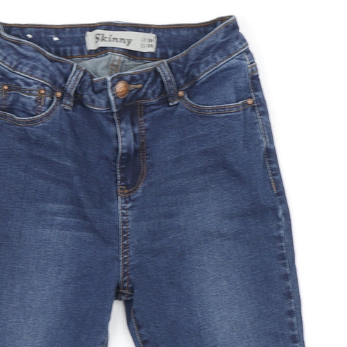 New Look Womens Blue Cotton Bermuda Shorts Size 10 L8 in Slim Zip