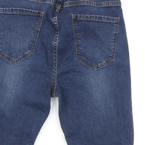 New Look Womens Blue Cotton Bermuda Shorts Size 10 L8 in Slim Zip