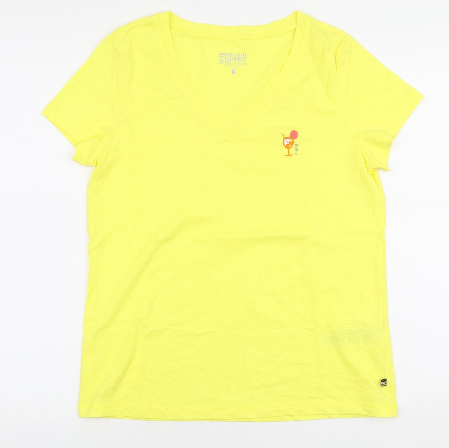 Dunnes Stores Womens Yellow Cotton Basic T-Shirt Size M Round Neck