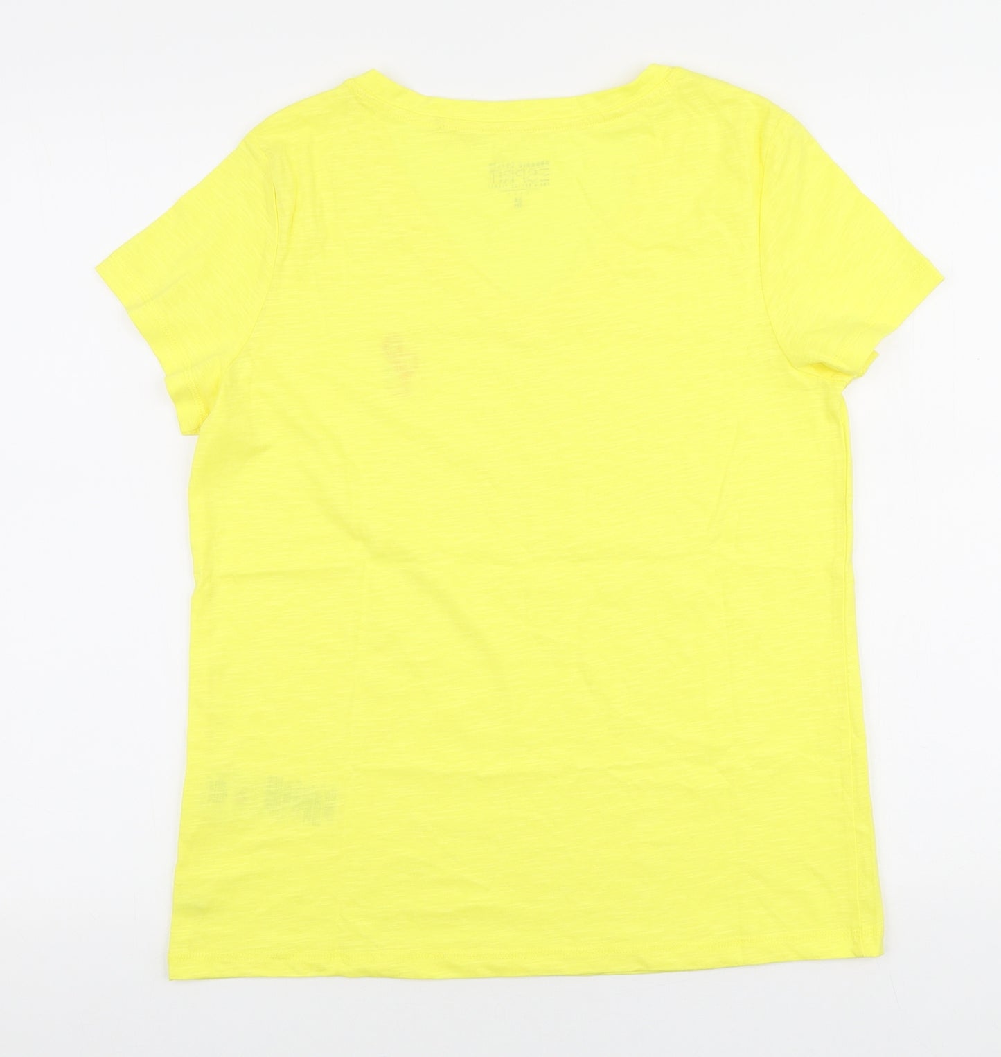 Dunnes Stores Womens Yellow Cotton Basic T-Shirt Size M Round Neck