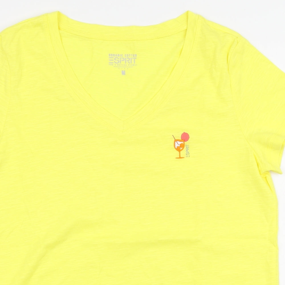Dunnes Stores Womens Yellow Cotton Basic T-Shirt Size M Round Neck