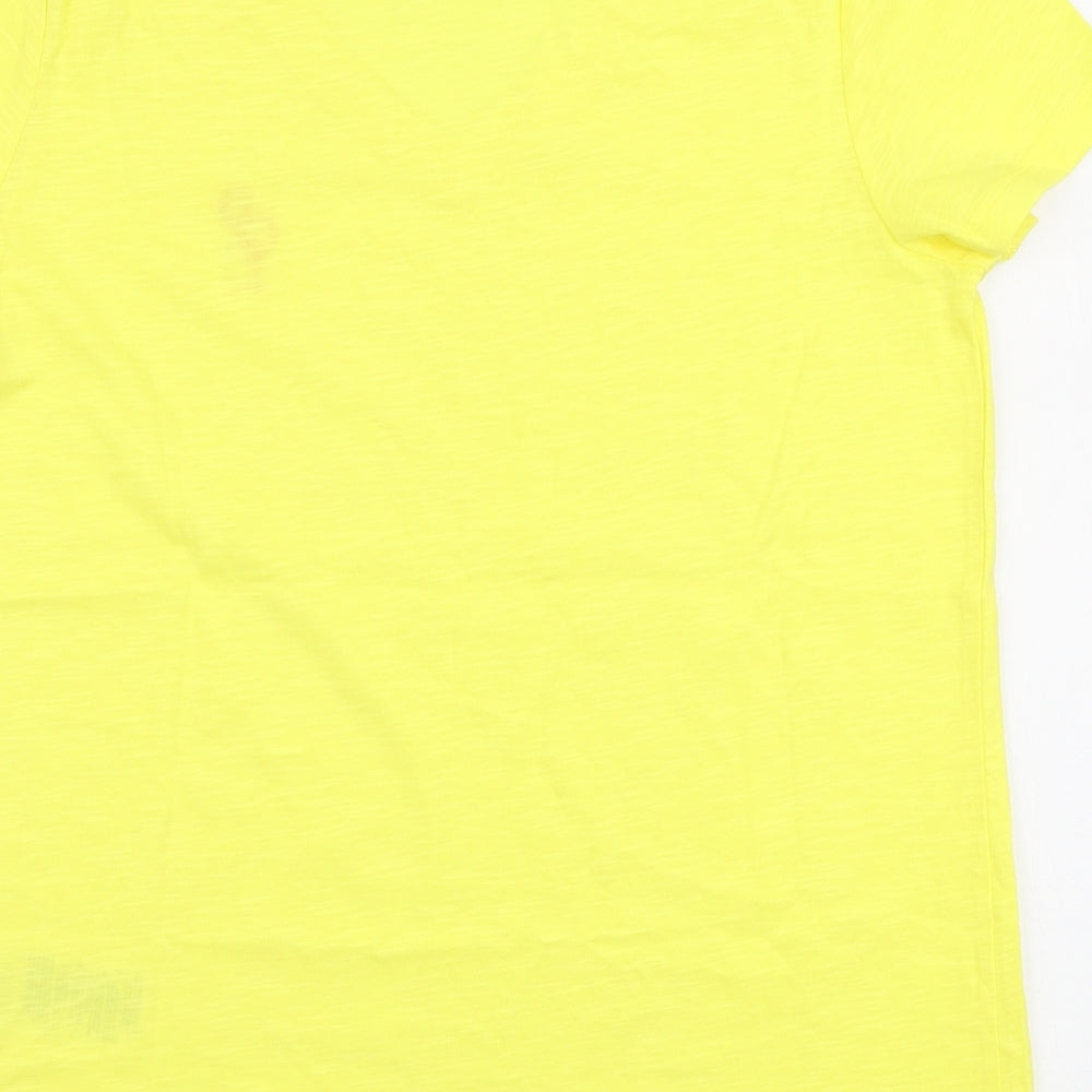 Dunnes Stores Womens Yellow Cotton Basic T-Shirt Size M Round Neck